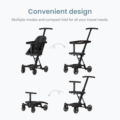 Dream On Me Coast Rider Travel Stroller, Lightweight & Compact Baby Stroller, Theme Park Approved, Book-Folding Design, Adjustable Handle, Soft-Ride Wheels, Converts to Rider & Scooter - Pink