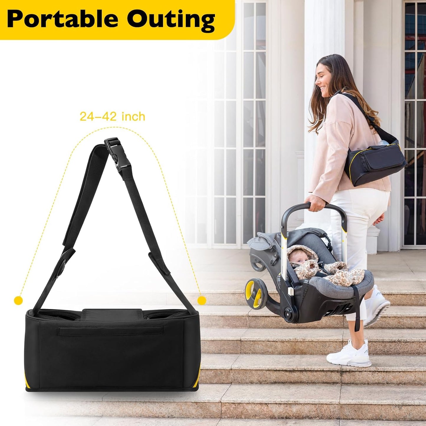 Storage Bag for Doona Infant Car Seat Stroller, Large Capacity Diaper Bag, Wearable Backpack, Stroller Organizer, Easy Access Zipper, Water-Repellent Lightweight Baby Travel Essentials Organizer