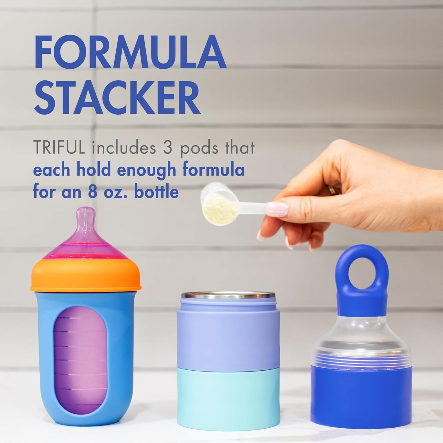 Boon Triful Baby Formula Dispenser On The Go - Insulated Stainless Steel Formula Containers with Stacking Design - Baby Bottle-Feeding Supplies for Travel - Pink