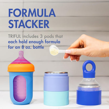 Boon Triful Baby Formula Dispenser On The Go - Insulated Stainless Steel Formula Containers with Stacking Design - Baby Bottle-Feeding Supplies for Travel - Pink