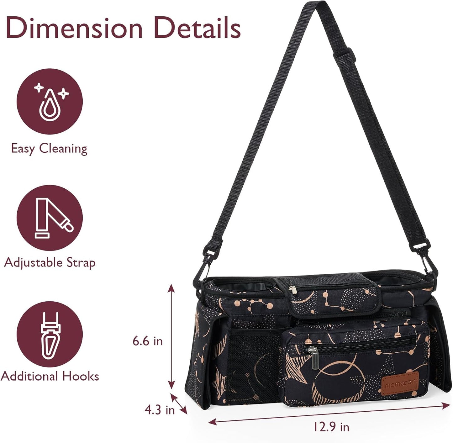 Momcozy Universal Stroller Organizer with Insulated Cup Holder Detachable Phone Bag & Shoulder Strap, Fits for Stroller like Uppababy, Baby Jogger, Britax, BOB, Umbrella and Pet Stroller
