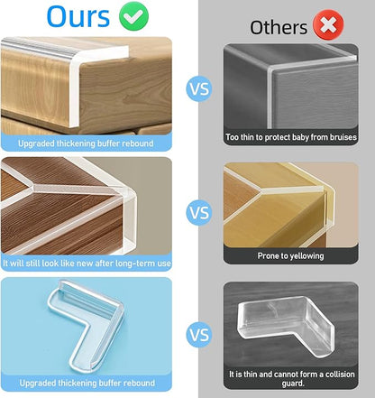 0.8 in x 16.4 FT,Edge Corner Protector Baby Proofing with 6 Corners,Soft Clear Furniture Table Corner Guard & Edge Safety Cabinet Door Bumper,Crib Bumpers,Window Sill Protector,Wall Protector