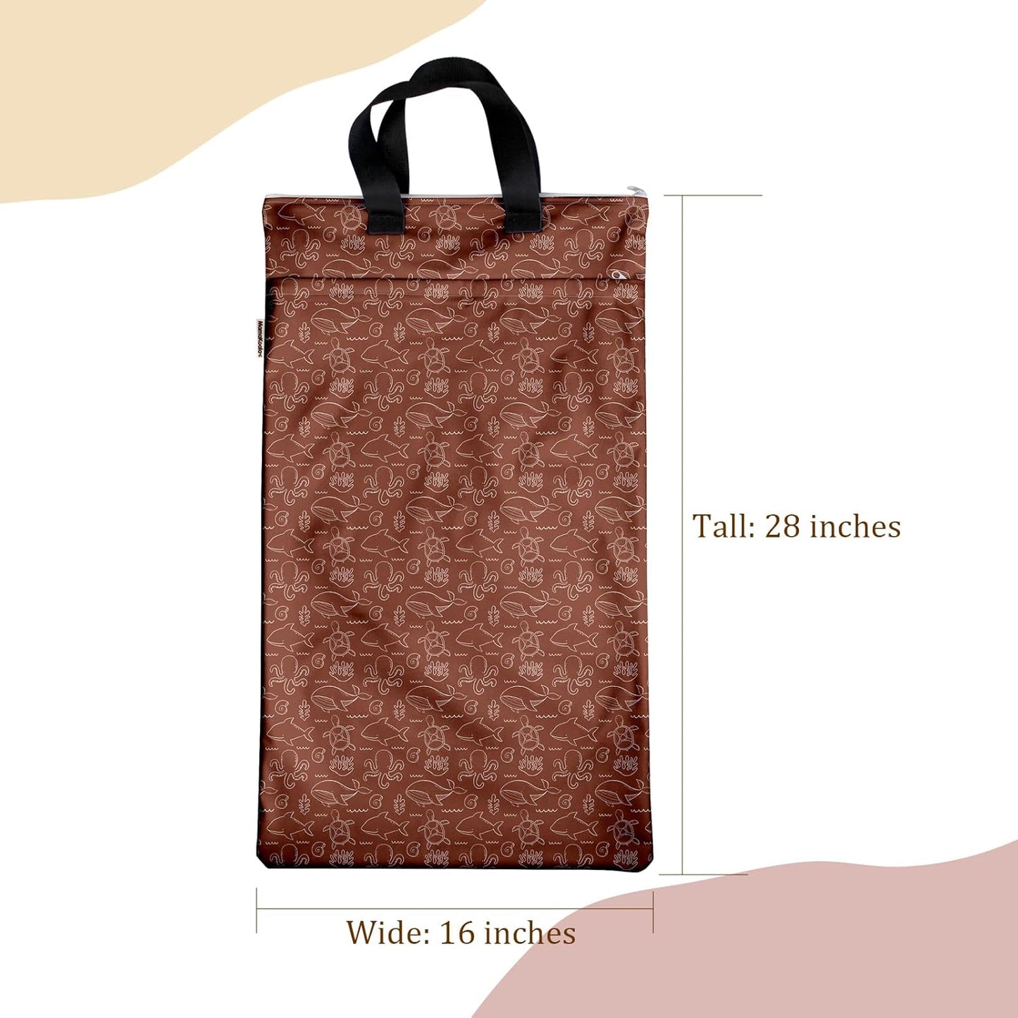 Mama Koala Reusable Hanging Wet Dry Bags for Baby Items, Cloth Diapers, Swimsuits, Travel, Gym Clothes, Beach, Pump Parts, Toiletries, Two Zippered Pockets, 2 Pack (W004L)