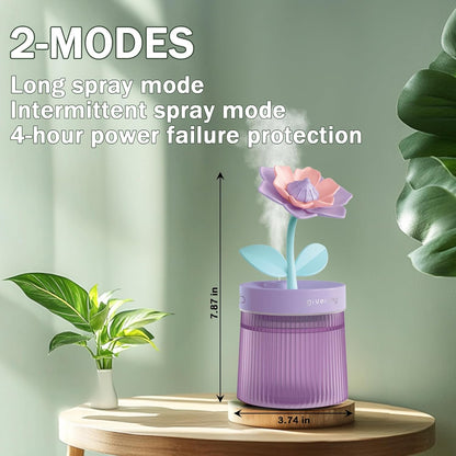 Cute Mini Humidifier 320mL Cool Mist Humidifie mute with 2 Mist Modes,for Home/Nursery/Office,Portable Mini Air Moisturizer,rechargeable mini humidifier(Gardenia pink)