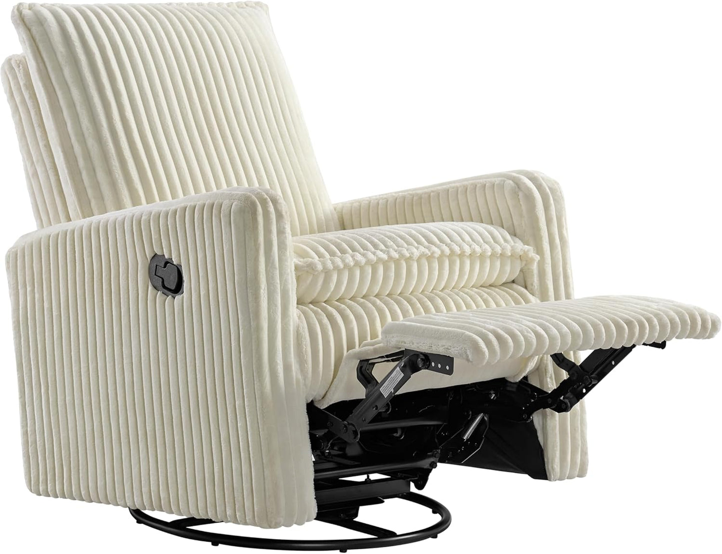 Oxford Baby Uptown Upholstered Glider Recliner Rocking Chair 360° Swivel for Nursery and Living Room - Boucle White