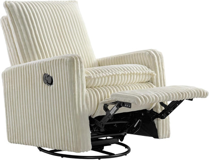 Oxford Baby Uptown Upholstered Glider Recliner Rocking Chair 360° Swivel for Nursery and Living Room - Boucle White
