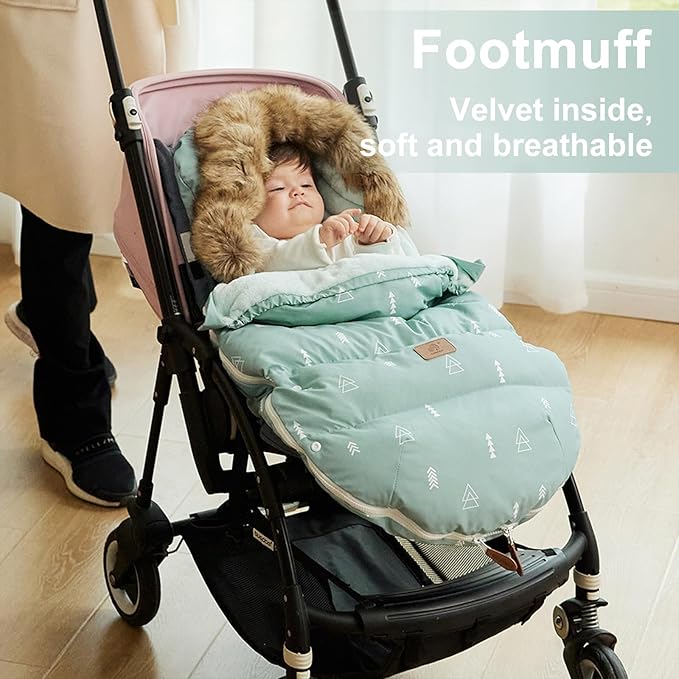 HOUSBAY Baby Stroller Bunting Bags Stroller Footmuff Universal Sleeping Bag Winter Outdoor Hooded Bunting Bag Windproof and Water-Resistant Suitable Below 5 ℃