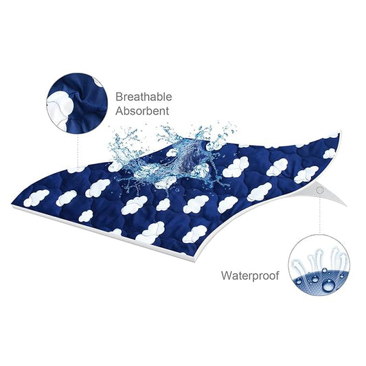Pack and Play Mattress Protector Sheets Fitted Waterproof Pack and Play Mattress Pad Cover, Compatible with Graco Pack n Play & Dream On Me & Pamo Babe, Playpen/Playard Sheet, Navy Cloud, 39" x 27"