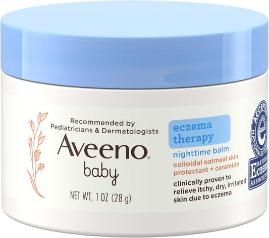 Aveeno Baby Eczema Therapy Nighttime Body Balm, Moisturizing Eczema Treatment, Ceramides, Triple Oat Complex, Soothes Dry, Itchy Skin, Hypoallergenic, Fragrance & Steroid Free, 11oz