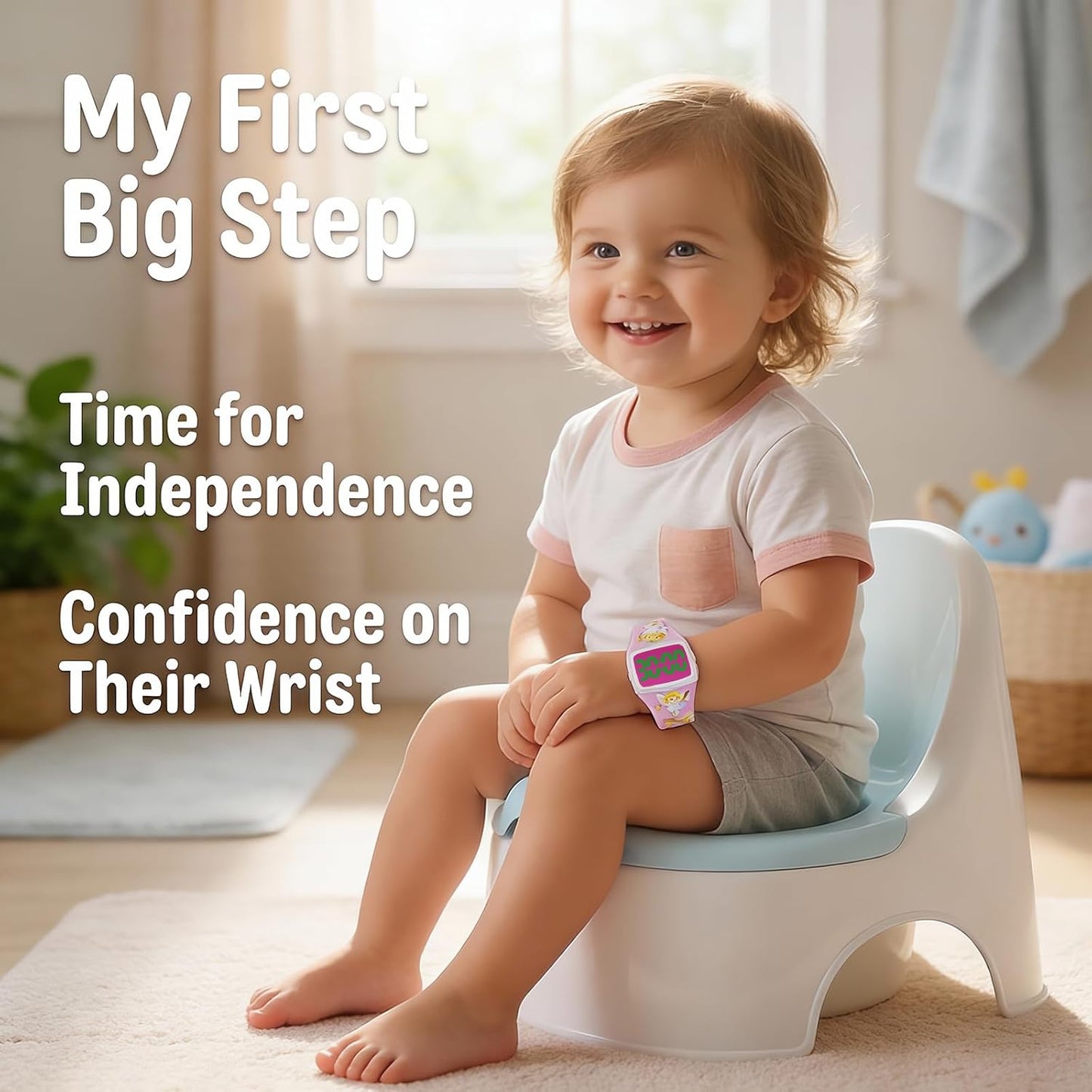 Potty Training Watch for Toddlers, Cute Apple-Shaped Design with 5 Timing Modes (30-180min), Music & Flash Reminders, Magnetic Charging, Compact Screen, Splash-Proof, Gifts for 3-7 Year Old Girls Boys