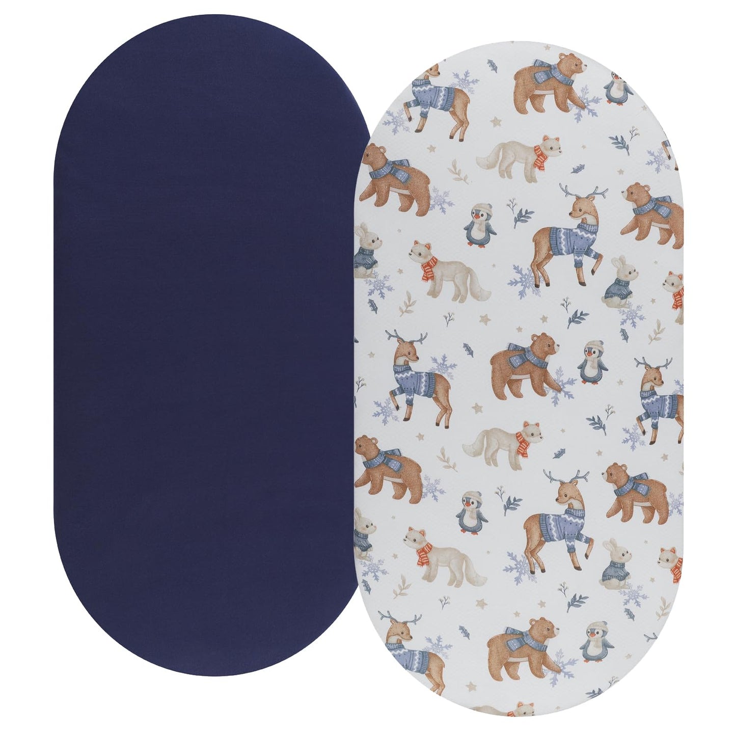 Bassinet Sheet Set 2 Pack Snug Fitted Bedside Sleeper Bassinet Sheets, Stretchy Ultra Soft, Unisex Boy Girl, Light Blue & Dinosaur