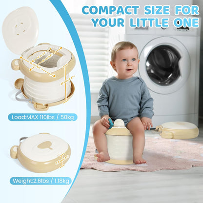 Orzbow Portable Potty Training Toilet, Travel Potty Seat for Toddler Boys Girls, Toilet Training Essentials, Foldable, Includes Free Travel Bag and Disposable Liners, Toddler Travel Essentials, Grey
