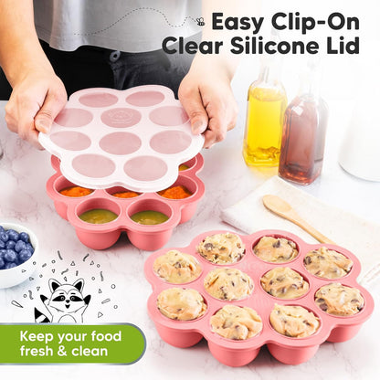 KeaBabies Silicone Food Freezer Trays with Lid, 2oz x 10 Pods Baby Food Storage Containers, Easy Puree Meal Prep, Breast Milk Silicone Freezer Molds, Dishwasher, Microwave Safe, BPA-Free (Chai Latte)