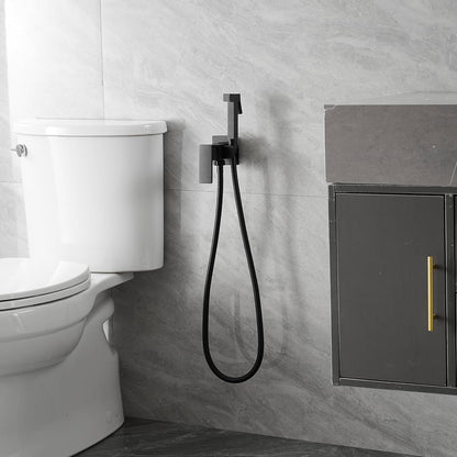 Homevacious Handheld Bidet Sprayer Faucet for Toilet with Hot and Cold Rough-in Valve Adjustable Water Pressure Round Brass Bidet Attachment Set for Feminine Pets and Baby Diaper Washing Matte Black