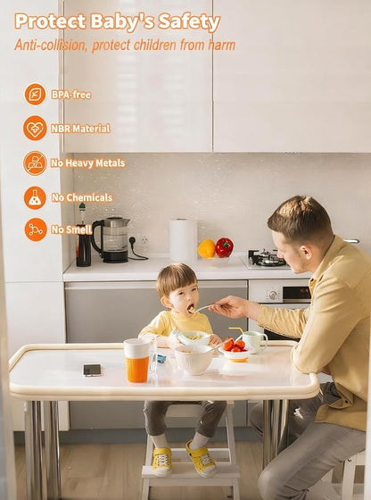 Edge Protector for Baby Proofing, 6.6FT 0.67’’Th L-Shape Air Buffering Soft NBR Rubber Foam Furniture Edge Bumper Guards with 6 Corners, Pre-Taped, Thick Table Bumper Guard for Babies (Beige)