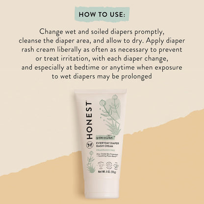 The Honest Company Hypoallergenic Diaper Rash Cream, Moisturizing, Calming Zinc Oxide Ointment, NEA Recognized Cruelty-Free, 2.5 oz