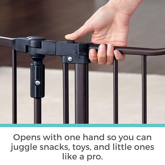 Toddleroo by North States - Deluxe Décor Safety Gate: Hardware Mounted Extra Wide Metal Baby Gate - Adjustable Child Gate - 38.3 to 72 Inches Wide - 30 Inches Tall - Matte Bronze