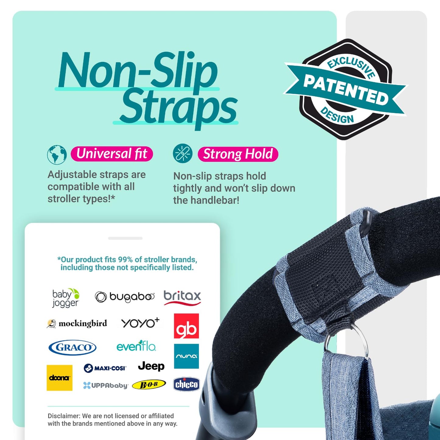 Swanoo Stroller Caddy Organizer With Cup Holder, Non Slip Straps Bag for Phone, Pet Stroller Accessories, Universal Fits Uppababby Vista v2 Wonderfold Wagon, Doona and More