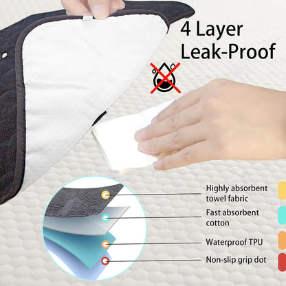 2 Pack Potty Training Car Seat Protector & Bag, Waterproof Piddle Pads for Carseat, High Chair & Stroller, Soft Anti-Slip Liner, Fast Water Absorption Pee Protector for Toddlers, Machine Washable