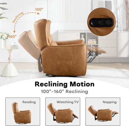 HAOMARKETS Electric Swivel Rocker Recliner Chair, Power Faux Leather Glider Rocking Recliners for Adults,360° Swivel Nursery Reclining Sofa with USB Charging Port, White