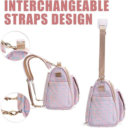 ALLCAMP Diaper Backpack, Waterproof Large Capacity Baby Bag, Multi-Function Nappy Bag with Stroller Hooks, Convertible Tote