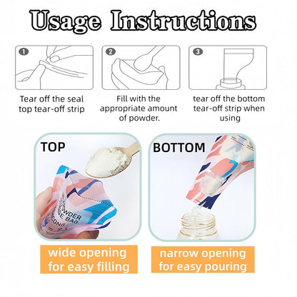 30 Pack 3.94x7.87 inch Writable Bulk Disposable Powder Bags for Travel Sample Dispenser Baby Formula Storage Container Transparent Window Portable Protein Powder Leakproof Pouches