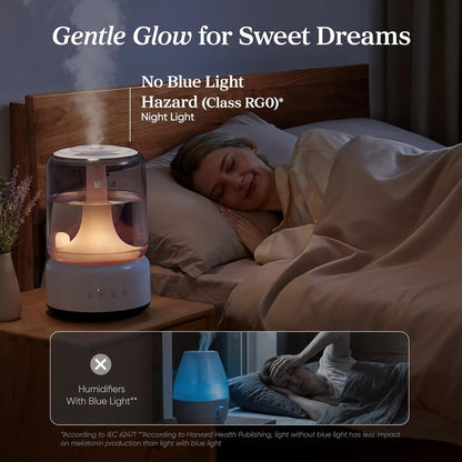 LEVOIT Dual 200S Smart Humidifiers for Bedroom, Top Fill, Customize Humidity for Home, Baby Nursery & Plants with Humidistat, Essential Oil Diffuser, Schedule, Timer, APP & Voice Control, 3L, Blue