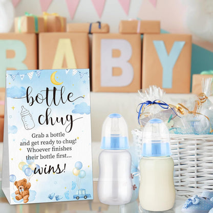 TrelaCo Bottle Chug Baby Shower Game 20 Pcs Baby Bottles Shower Favor with 1 Greenery Theme Sign for Gender Reveal Party Supplies Gifts(Green)