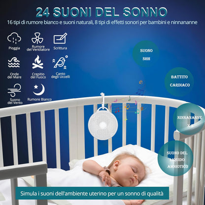 Portable White Noise Machine for Baby & Adults, 24 Soothing Sounds Sleep Sound Machine with Night Light, Timer & Memory Function, USB Rechargeable Portable Sound Machine for Travel Home Office