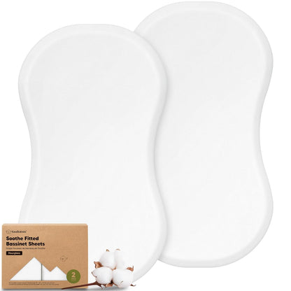 2-Pack Organic Bassinet Sheets for Girls, Boys - 100% Cotton Bassinet Mattress Sheets Compatible with Halo Bassinest Swivel Sleeper, Graco, Baby Delight, Chicco, Unisex Fitted Bassinet Sheets (Elly)