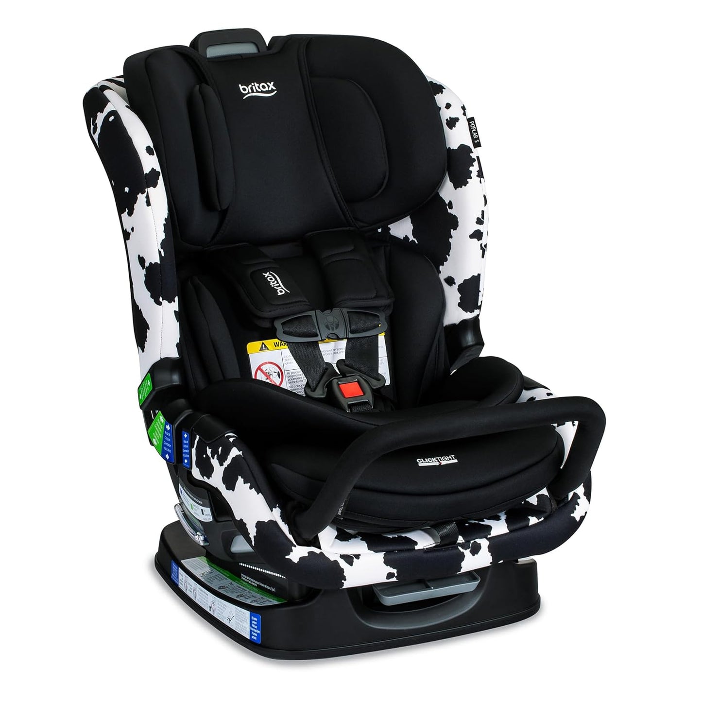 Britax Poplar S Convertible Car Seat, 2-in-1 Car Seat Extended Rear Facing, 17” Slim Car Seat Design with Fast & Easy ClickTight Installation, Anti-Rebound Bar & SafeWash Fabrics — Cowmooflage