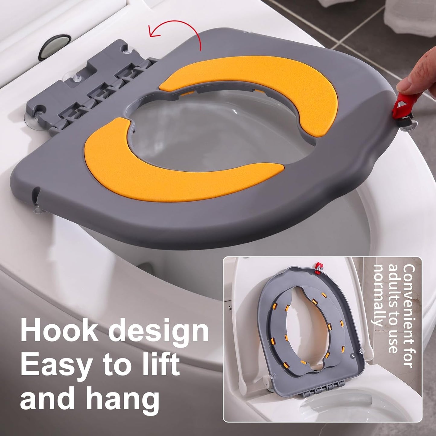 Portable Potty Training Seatï Upgraded Non-Slip-Anti pinch buttocks, No need to disassemble and install every time, saving a lot of time for Toddlers & Kids, Suitable for multi shaped toilets (Pink)