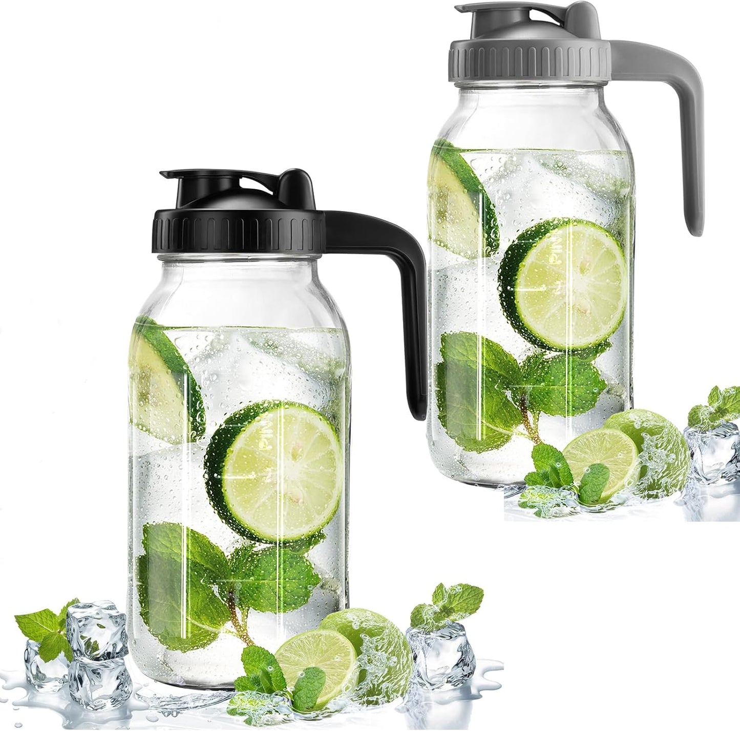 32oz Glass Pitcher with Lid & V-shaped Pour Spout - 1 Quart Breastmilk Pitcher Double Leak Proof, Creamer Container for Sun Tea, Juice, Cold Brew Coffee, Breastmilk Storage Container