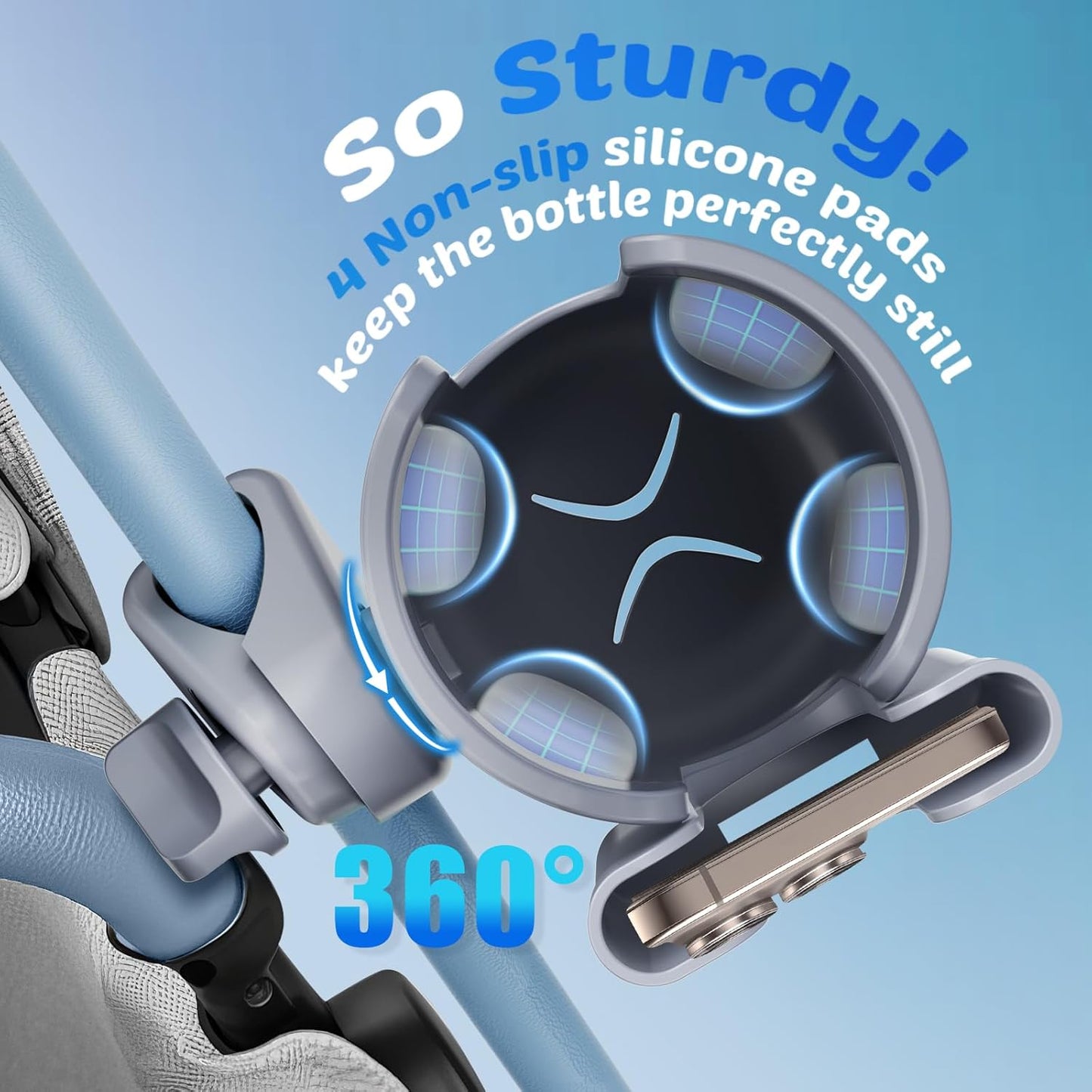 Guiseapue Cup Holder for Walker: Stroller Cup Holder Attachment with Phone Holder, Wheelchair/Stroller Accessories for Rollator, Bike, Scooter, Baby Essentials, First Mother‘s Day Gifts for New Mom