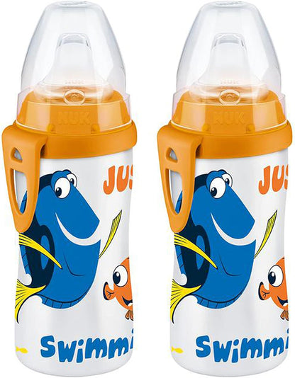 NUK Active Sippy Cup, 10 oz, 2 Pack, Disney's Cars, Lightning McQueen, BPA-Free, Spill-Proof, Transition Cup