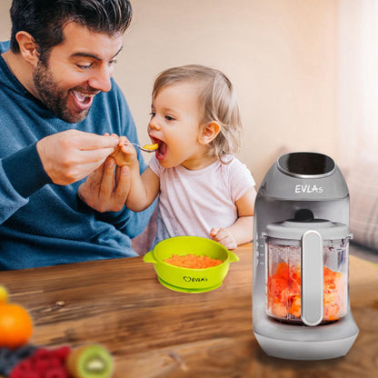 EVLA'S Baby Food Maker, Steamer, Blender, Baby Food Processor for Healthy Homemade Baby Food in Minutes, Touch Screen with 6 Reusable Food Pouches, Baby Registry Essential, White