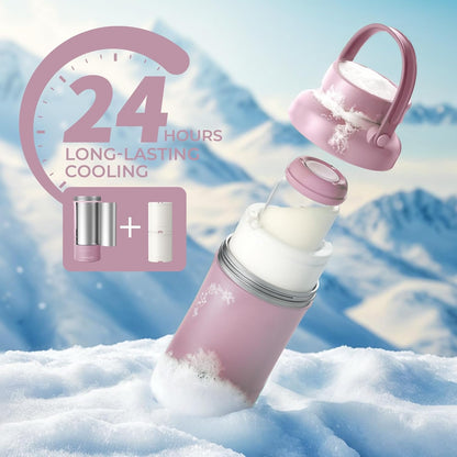 Momcozy 22oz Portable Breast Milk Cooler for Outdoor, Life Saver with 360° Total Cooling for 24 Hours, Larger Capacity Travel Breastmilk Chiller with 2pcs Baby Bottles for Breastmilk Storage