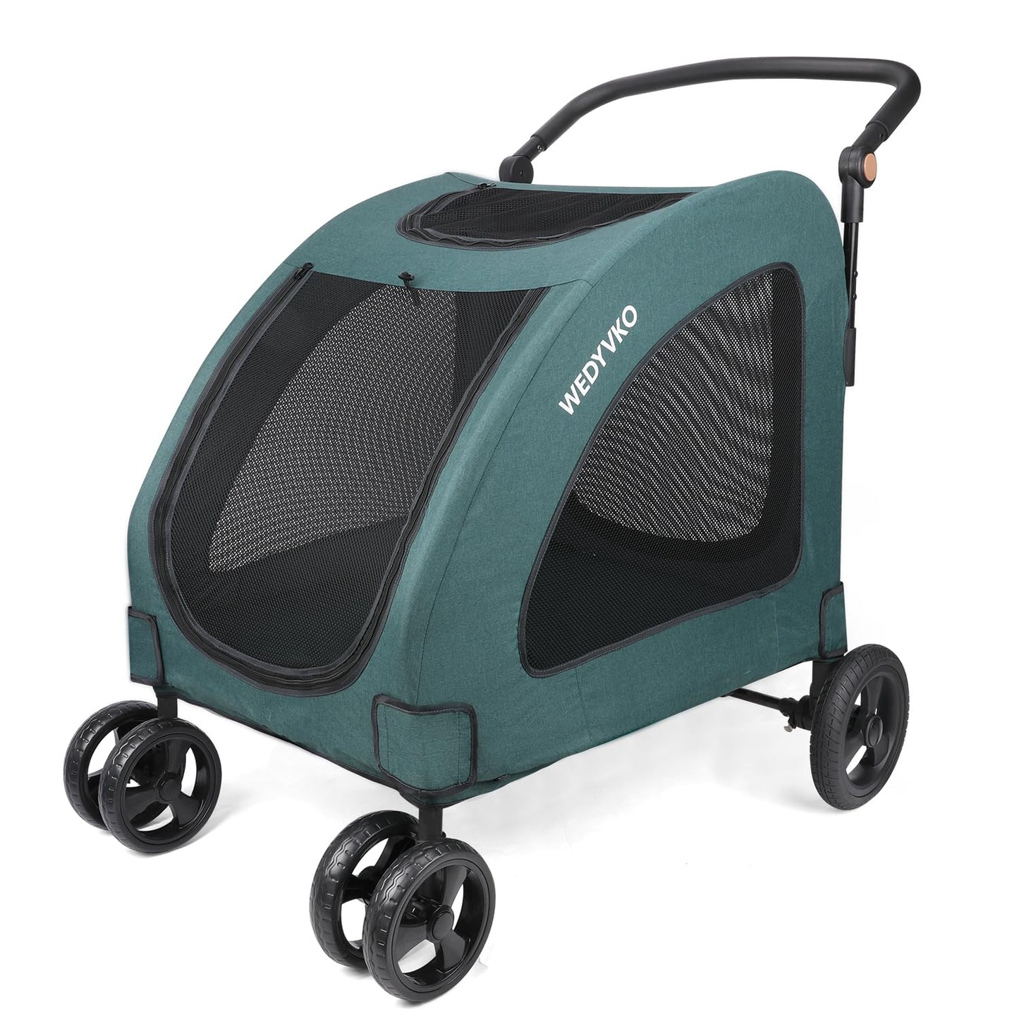 Large Dog Travel Stroller with 4 Heavy Duty Wheels Pet Stroller with Adjustable Handle - Double Doggie Capacity Jogger Wagon with Back Front Door for Small Medium Large Dogs (Dark Light Gray)