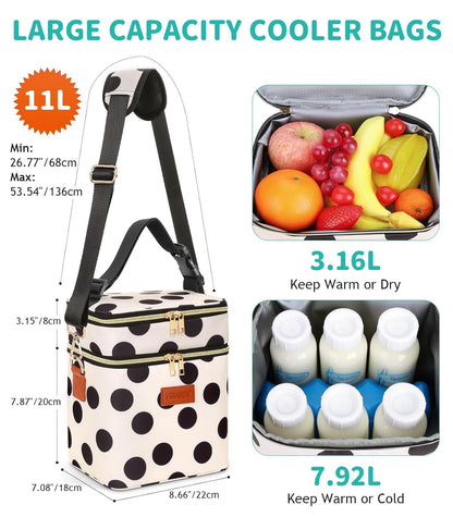 PIIOSER Breastmilk Cooler Bag with Ice Pack Fits 6 Baby Bottles Up to 9 Ounce, Insulated Baby Bottle Tote Bags, Double Layer Waterproof Leak-Proof with Shoulder Strap for Nursing & Working Mom (Grey)