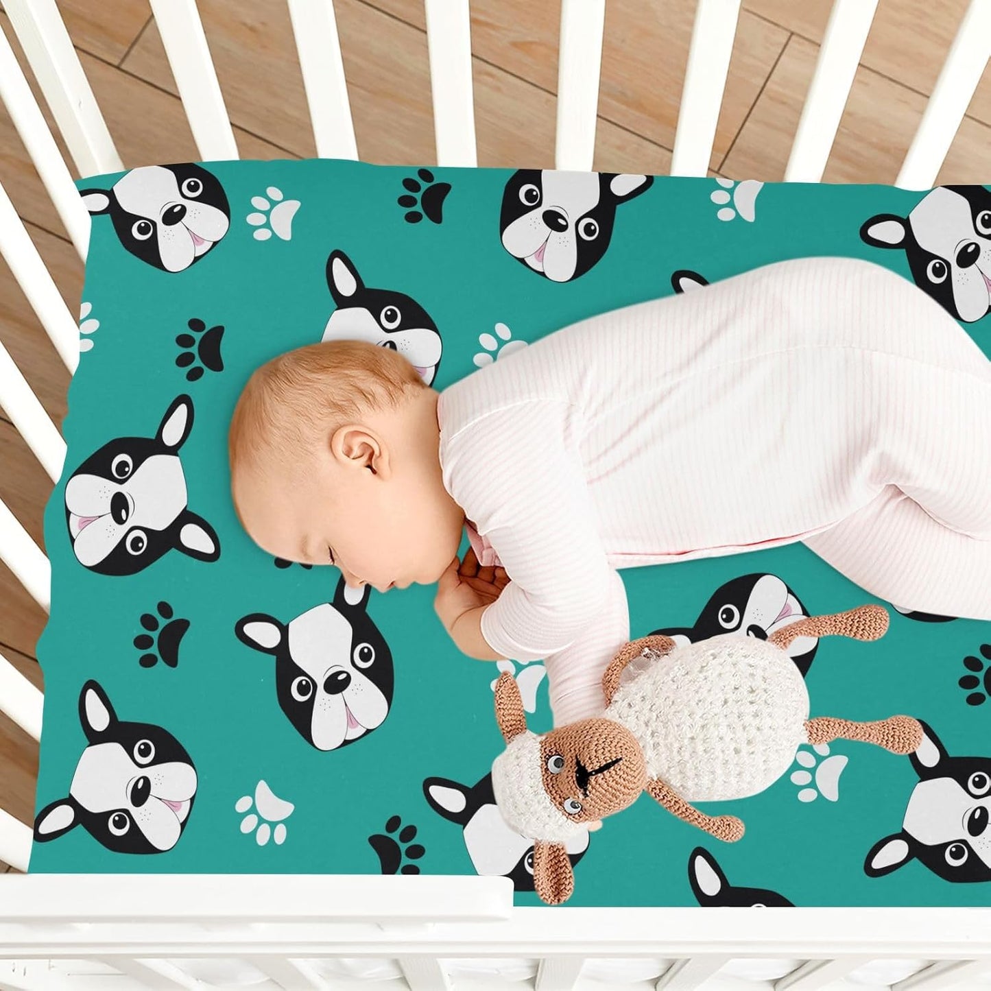 Fitted Crib Sheets Turtle Sea Horse Stretchy Portable Playard Sheets for Baby Toddler, Breathable Soft Mini Crib Mattress 39 x 27 in for Boys and Girls