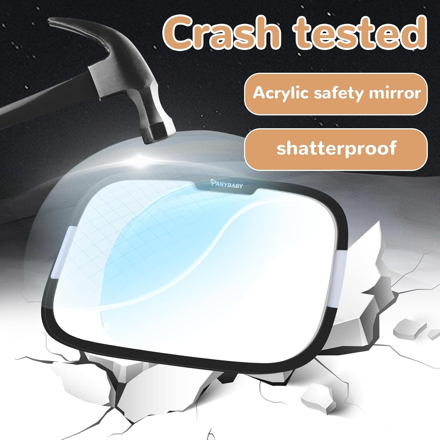 LED Baby Car Mirror With Light for Day and Night Driving, Safety Car Seat Mirror for Rear Facing with Wide Crystal Clear View, Shatterproof, 360° Rotation, Crash Tested and Certified