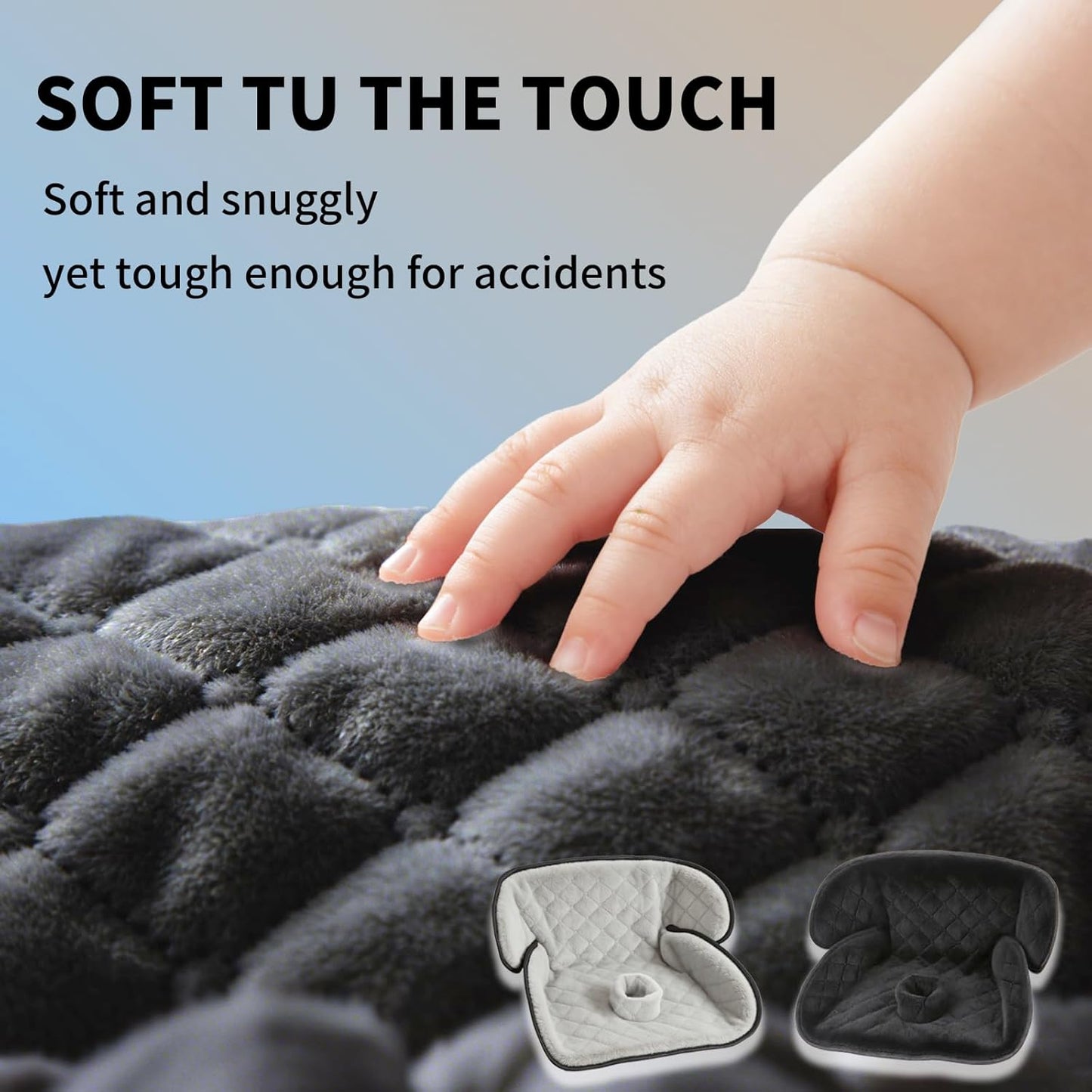 Wonderkin 2-Pack Potty Training Car Seat Protector, Waterproof Car Seat Liner, Non-Slip Leak-Proof Piddle Pads,Washable Cover Fits Car Seats Strollers Bouncers, Ages 6 Months to 4 Years (Grey + Black)