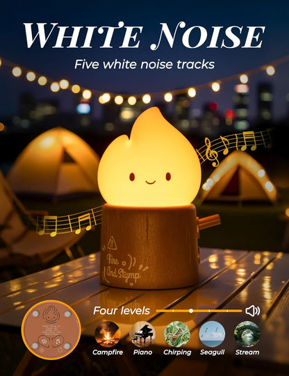3pcs Cozy Campfire Nightlight Kits, Soothing Nature Sounds, White Noise Night Light for Baby Adult, Rechargeable, Cute Flame Lamp, Best Gift for Kids Bedrooms Camping Trips