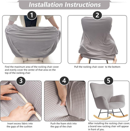 Nursery Rocking Chair Cover,1 Piece Glider Chairs Cover Slipcovers,Soft with Elastic Bottom Spandex Jacquard Small Checks,Furniture Protector Washable