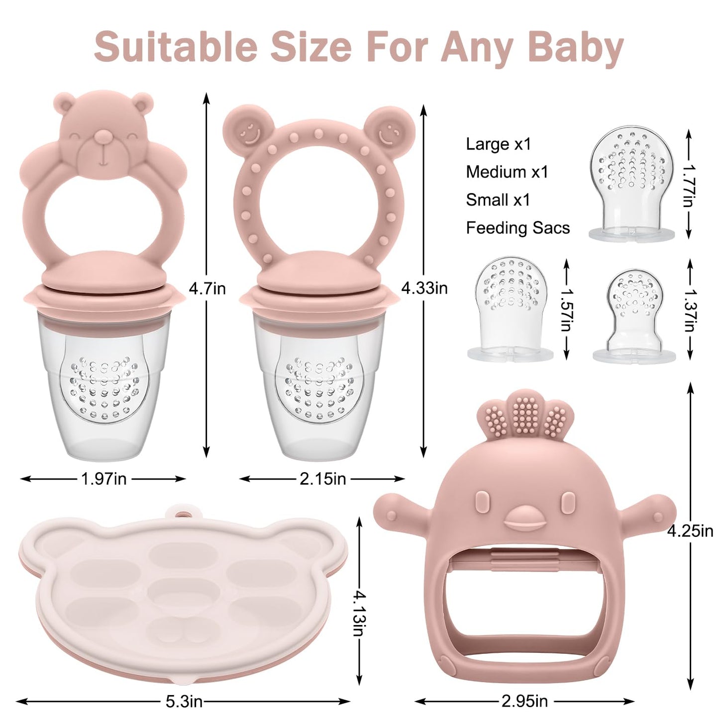 MISSLILI Baby Silicone Fruit Food Feeder Pacifier & Breastmilk Popsicle Freezer Molds,BPA Free Baby Food Storage Containers Frozen Ice Tray for Baby Feeding Safely, Infant Fruit Teething Toy (Blue)