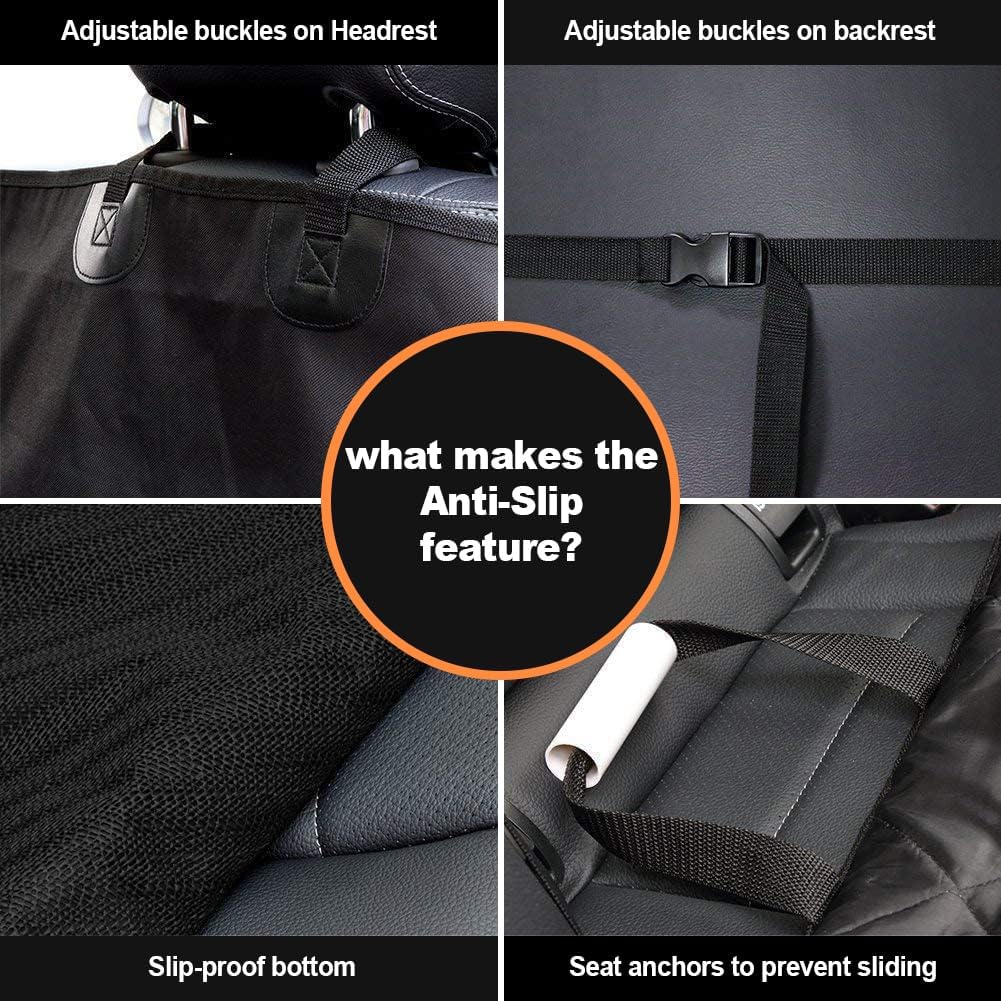 AsFrost Dog Seat Cover Cars Trucks SUVs, Thick 600D Heavy Duty Pets Car Seat Cover, Waterproof & Wear-Resistant Durable Nonslip Backing & Hammock Convertible, Black, 2 Pack