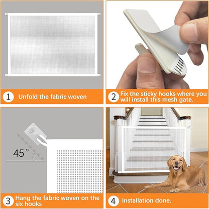 Cupount Baby Gate for Stairs - Dog Gate Indoor Mesh Pet Gates for Doorways (White, 30" H x 45" W)