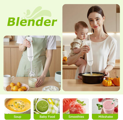 Bonsenkitchen Hand Blender, Immersion Blender with 2 Mixing Speed, Electric Handheld Mixer Portable Stick Mixer with Stainless Steel Blades for Soup, Smoothie, Puree, Baby Food