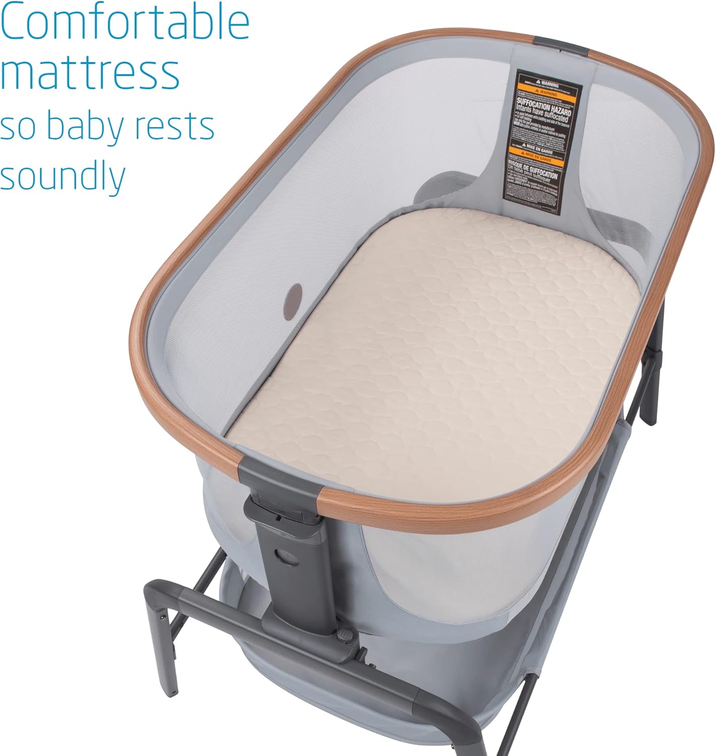 Maxi-Cosi Iora Baby Bassinets Bedside Sleeper, Portable Bassinet, Infant Bedside Sleeper Crib, Height Adjustable, Breathable Mesh, Large Storage Basket, Truffle