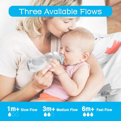 4-Count Silicone Bottle Nipples for Natural Start Anti-Colic Bottles & Advanced Anti-Colic Bottles & Close to Natural Bottless and NUK Simply Natura Bottle, Medium Flow, 3m+